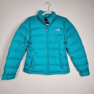 The North Face women's down puffer parka 700 fill teal green blue size small